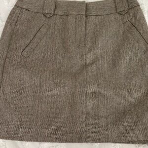 Classic Brown Herringbone Skirt